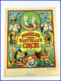 Antique Wheeler Sautelle Circus Carnival Poster courier WOW sideshow LRG