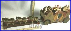 Antique Wood Circus Parade Bandwagon Pull Toy With 8 Musicians, Driver, 6 Horses