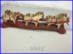 Antique Wood Circus Parade Bandwagon Pull Toy With 8 Musicians, Driver, 6 Horses