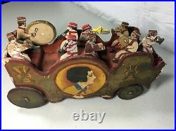 Antique Wood Circus Parade Bandwagon Pull Toy With 8 Musicians, Driver, 6 Horses