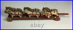 Antique Wood Circus Parade Bandwagon Pull Toy With 8 Musicians, Driver, 6 Horses