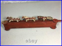 Antique Wood Circus Parade Bandwagon Pull Toy With 8 Musicians, Driver, 6 Horses