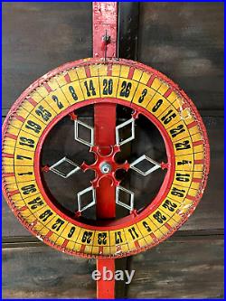 Antique Wood Double Sided 25 Carnival Gaming Wheel Vintage Casino Gambling Game