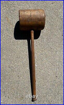 Antique Wood Hammer Circus Strong Man Carnival 14 Lb. Mallet FREESHIP