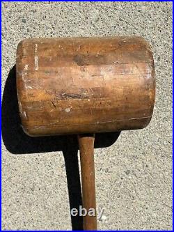 Antique Wood Hammer Circus Strong Man Carnival 14 Lb. Mallet FREESHIP