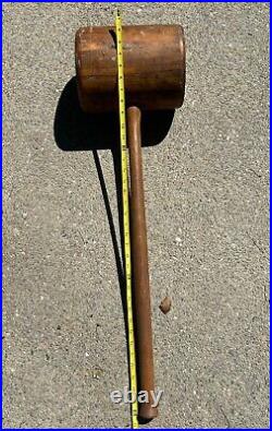 Antique Wood Hammer Circus Strong Man Carnival 14 Lb. Mallet FREESHIP