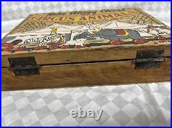 Antique Wooden Circus Animals On Wheels In Original Box