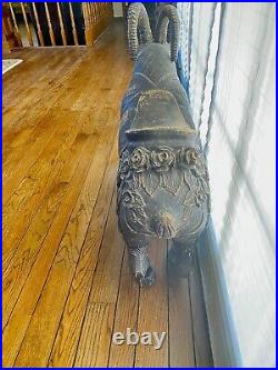 Antique Wooden Circus Carousel Big Horn Ram Early 1900 Hand carved