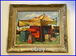 Antique Wpa Painting Circus Traveling Wagon Fair Ashcan American Regionalism Oil