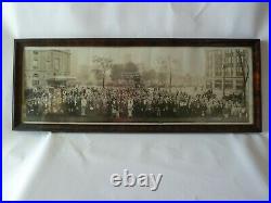 Antique Yard Long Panoramic Photo DETROIT Mich GRAND CIRCUS PARK Convention 1920