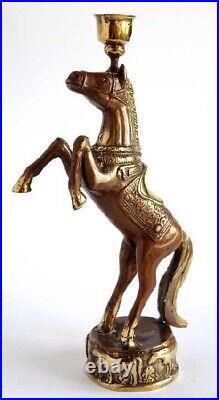 Antique artistic bronze candlestick figurine Circus horse, England