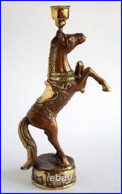 Antique artistic bronze candlestick figurine Circus horse, England