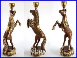 Antique artistic bronze candlestick figurine Circus horse, England