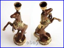 Antique artistic bronze candlestick figurine Circus horse, England