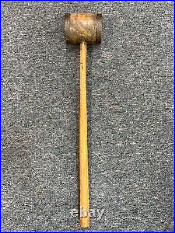 Antique carnival, circus, railroad, tent wooden mallet with iron ring bounds