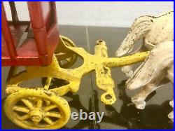 Antique, cast iron horse drawn Overland Circus Wagon by KENTON, ca 1930s