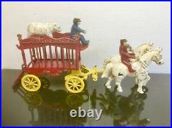 Antique, cast iron horse drawn Overland Circus Wagon by KENTON, ca 1930s