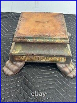 Antique cast iron platform stand paw feet elephant step circus ornate old paint