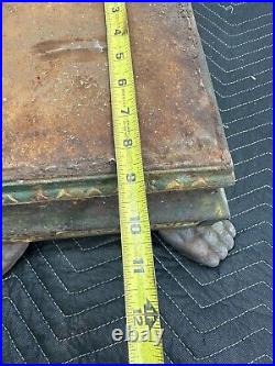 Antique cast iron platform stand paw feet elephant step circus ornate old paint