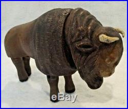 Antique original Schoenhut Humpty Dumpty Circus Wooden Buffalo (Bison) Toy VG