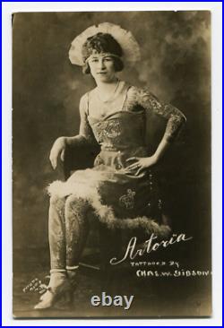 Artoria Gibbons, Tattooed Woman, Original Antique Photo, Circus Sideshow Act