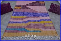 Authentic Hand Knotted Vintage Morocco Wool Area Rug 4 x 7 FT PINK Berber carpet