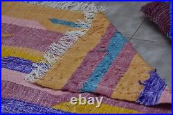 Authentic Hand Knotted Vintage Morocco Wool Area Rug 4 x 7 FT PINK Berber carpet