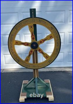 BEAUTIFUL! Antique Gambling Wheel Wood Carnival Game with Original Stand 30s-40s
