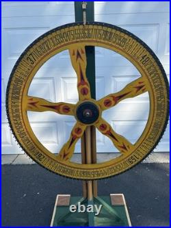 BEAUTIFUL! Antique Gambling Wheel Wood Carnival Game with Original Stand 30s-40s