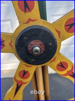 BEAUTIFUL! Antique Gambling Wheel Wood Carnival Game with Original Stand 30s-40s