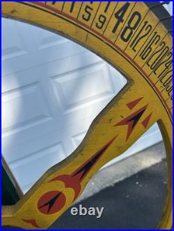 BEAUTIFUL! Antique Gambling Wheel Wood Carnival Game with Original Stand 30s-40s