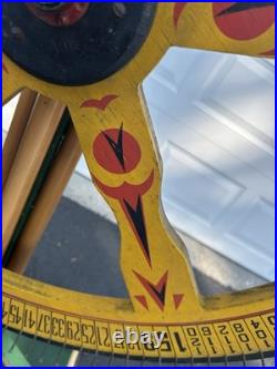 BEAUTIFUL! Antique Gambling Wheel Wood Carnival Game with Original Stand 30s-40s