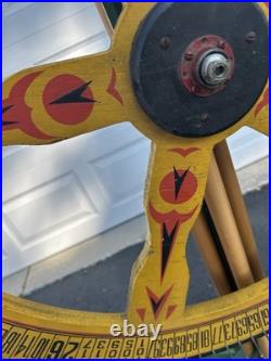 BEAUTIFUL! Antique Gambling Wheel Wood Carnival Game with Original Stand 30s-40s