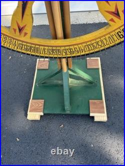BEAUTIFUL! Antique Gambling Wheel Wood Carnival Game with Original Stand 30s-40s