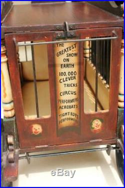 Barnum & Bailey Antique Toy Circus Wagon w Bears Wooden Painted Folk Art
