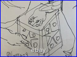 Beautiful Drawing 1958 Ink Circus Horse Man Woman Art to Identify Antique 20th