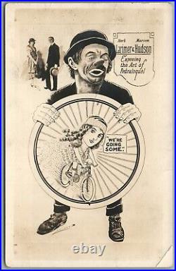 Bicycle Circus Female Cyclist Clown Antique Real Photo Postcard Rppc