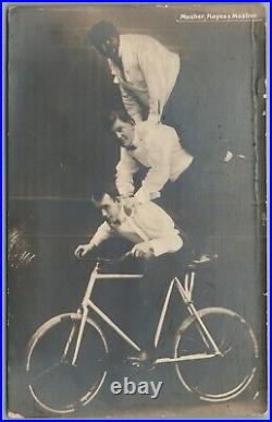 Bicycle Circus Mosher Hayes, & Mosher Antique Real Photo Postcard Rppc