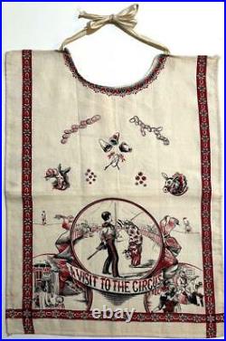 C 1870 s ILLUSTRATED CIRCUS CHILD s BIB, A VISIT TO THE CIRCUS, PRINTED TEXTILE
