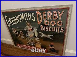 C1905 Vintage Derby Dog Biscuits Store Advertising Old Sign Antique Circus Clown