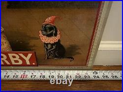 C1905 Vintage Derby Dog Biscuits Store Advertising Old Sign Antique Circus Clown