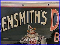 C1905 Vintage Derby Dog Biscuits Store Advertising Old Sign Antique Circus Clown