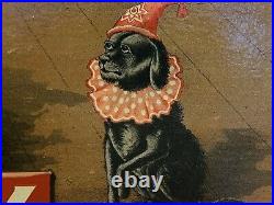 C1905 Vintage Derby Dog Biscuits Store Advertising Old Sign Antique Circus Clown