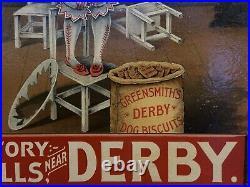 C1905 Vintage Derby Dog Biscuits Store Advertising Old Sign Antique Circus Clown