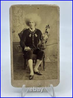 CDV Albino Violinist Wild Hair Performer Oddity Columbus Ohio 1870s side show