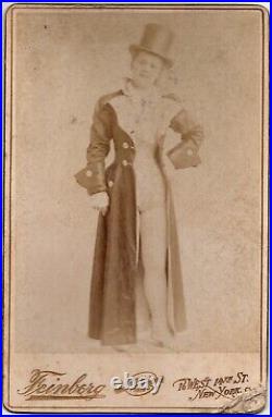 CIRCA 1890s CABINET CARD FEINBERG CIRCUS SHOWMAN LADY THEATER RARE! NEW YORK