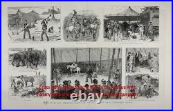 CIRCUS in Country 8 Views, Set-up, Photographer Camera, Huge 1880s Antique Print CIRCUS in Country 8 Views, Set-up, Photographer Camera, Huge 1880s Antique Print