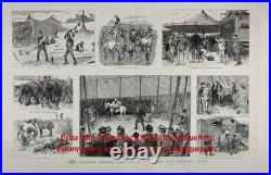 CIRCUS in Country 8 Views, Set-up, Photographer Camera, Huge 1880s Antique Print CIRCUS in Country 8 Views, Set-up, Photographer Camera, Huge 1880s Antique Print
