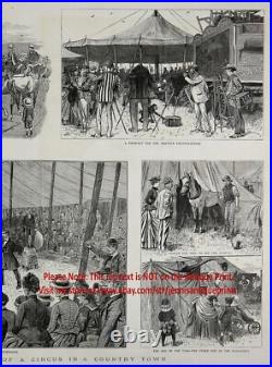 CIRCUS in Country 8 Views, Set-up, Photographer Camera, Huge 1880s Antique Print CIRCUS in Country 8 Views, Set-up, Photographer Camera, Huge 1880s Antique Print