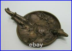 CLOWN Tray Old UNITED BRASS WORKS NY Card Tip Cigar Ashtray Circus Carnival